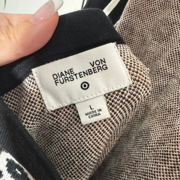 Diane Von Target Dress Women L Fursten Halter Poppy Midi Neutral Knit Tie Neck - Picture 6 of 12